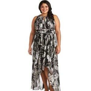 R&M Richards 7198W Long Formal Dress Black/Taupe Size 20W